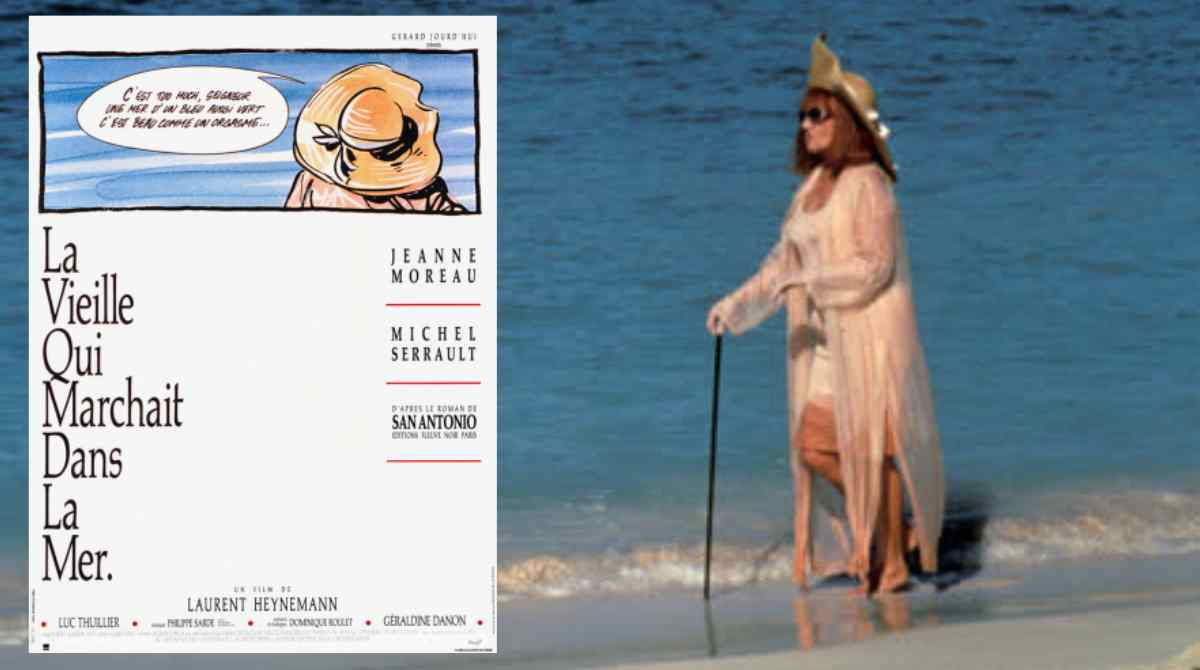 走在海中的老妇