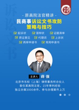蒋强民商事诉讼文书攻防策略与技巧