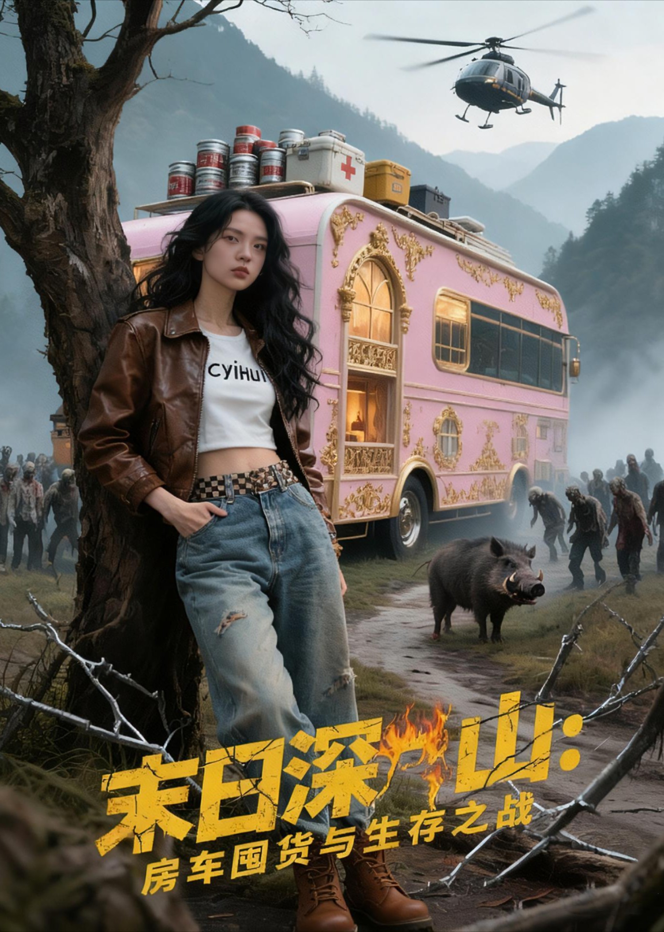 末日语深山房车囤货与生存之战