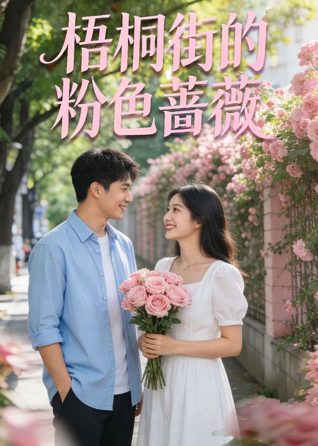 梧桐街的粉色蔷薇