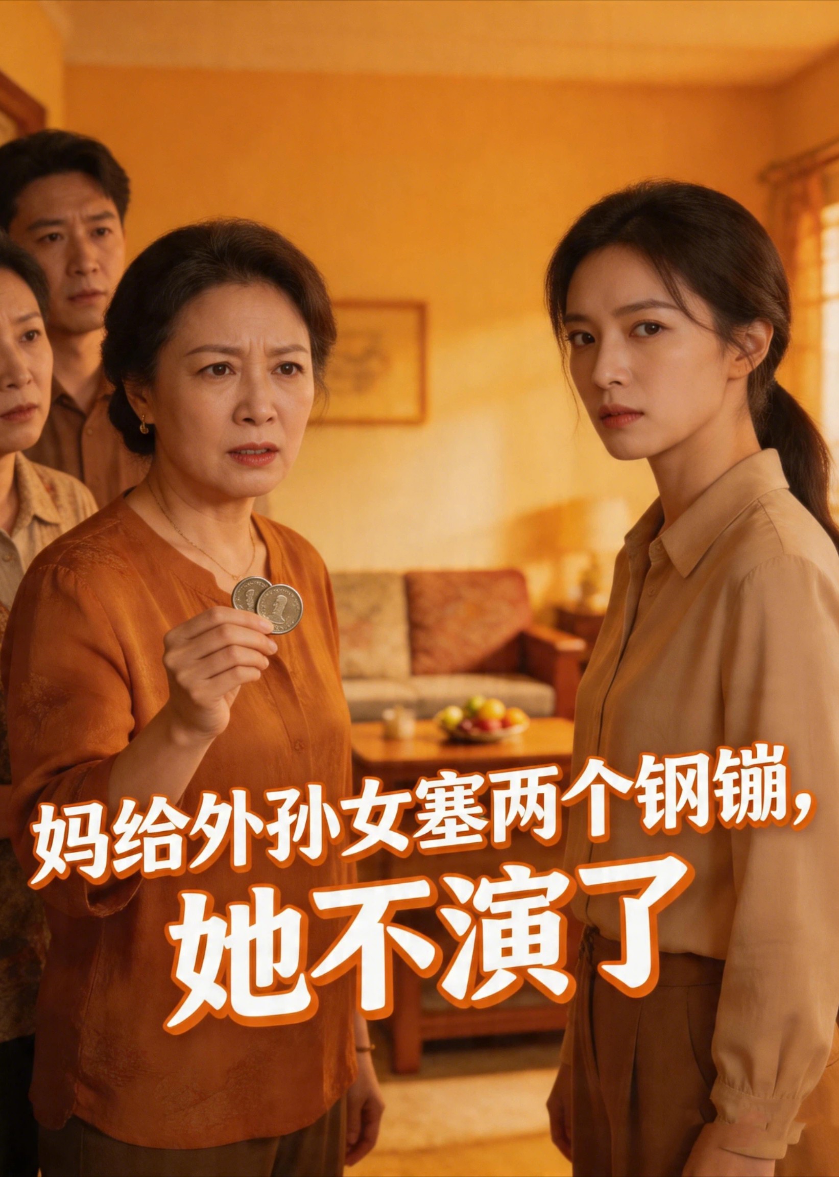 妈给外孙女塞两个钢币她不演了